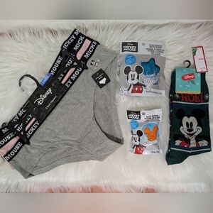 Disney Mickey Mouse Hipster Panties Underwear 3-Pack Crew Socks & Bath Bomb Set!